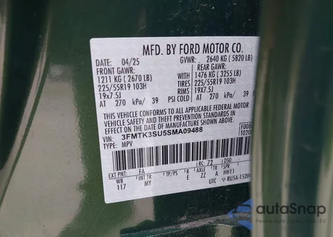 2025 Ford Mustang Mach-E Premium из США, поврежденный, VIN 3FMTK3SU5SMA09488